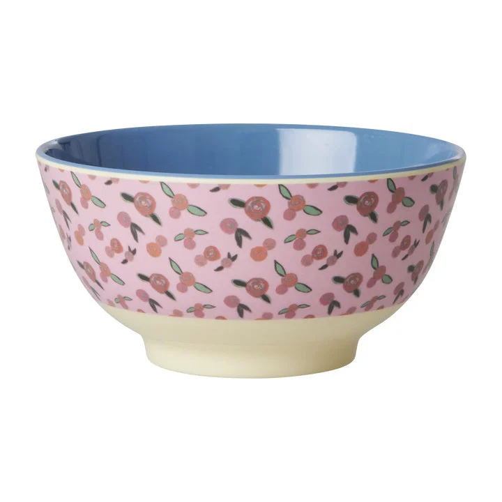 Modern bamboo serving trays-Rice DK Melamine Bowl with A Rose Is A Rose Print - Medium - 700 ml