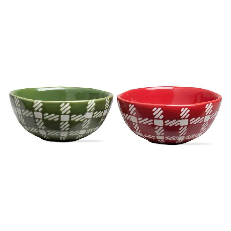 Lightweight bamboo cutlery-Tag Woodland Plaid Bowls - Set of 2