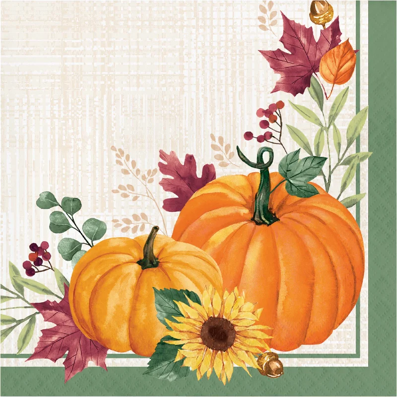 Portable plastic picnic sets-Thanksgiving Harvest Wishes Lunch Napkins | 16 ct