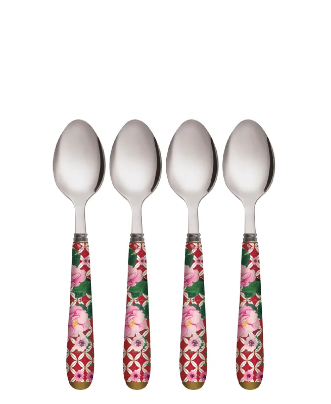 Festive holiday tableware sets-Maxwell & Williams Teas & C's Silk Road Teaspoon Set of 4 Cherry Red Gift Boxed