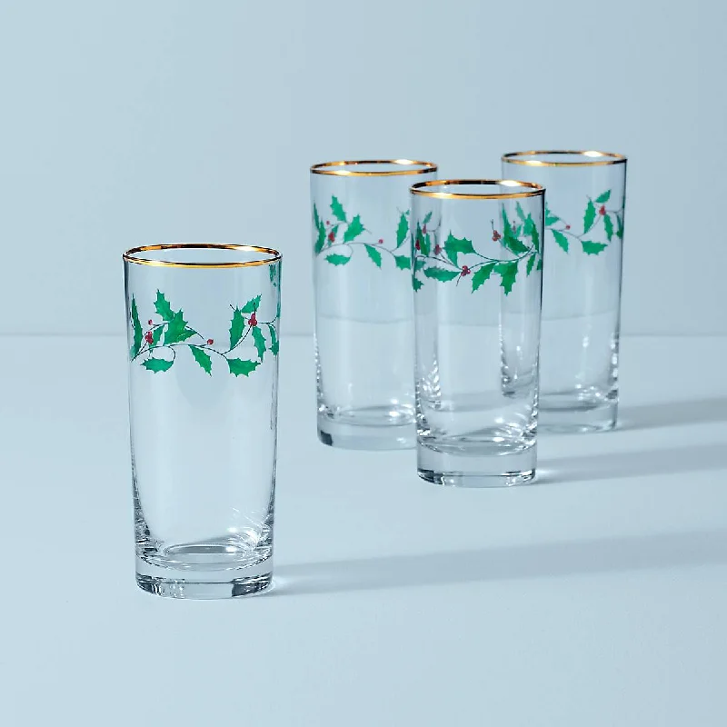 Lightweight camping mugs-Holiday 4-Piece Highball Glass Set