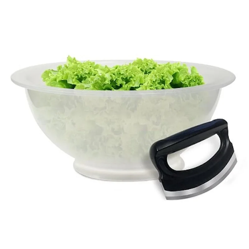 Lightweight melamine bowls-Ronco Salad-O-Matic, Family-Size Bowl and Salad Rocker, Curved Salad Chopper