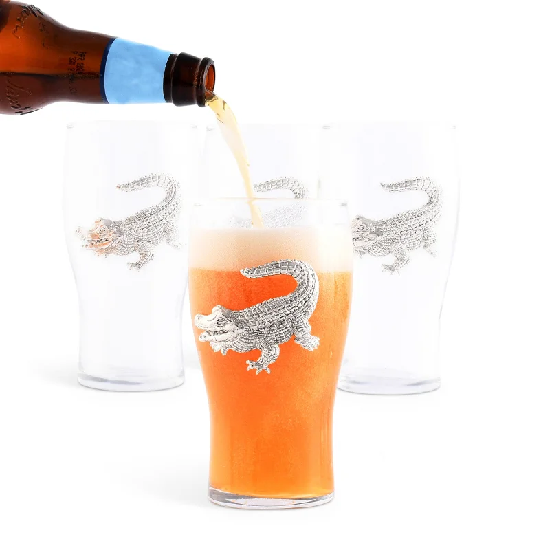 Leak-proof tumblers for travel-Alligator Beer Pint Glasses - Set of 4