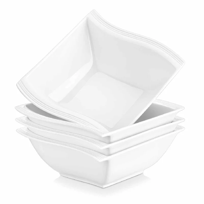 Minimalist stainless dinner sets-Flora 30oz Large Cereal Bowls Set of 4