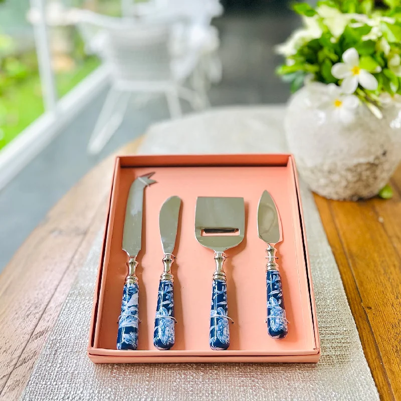 Classic white soup spoons-Cheese Knives, Set of 4 - Brittany Bleu