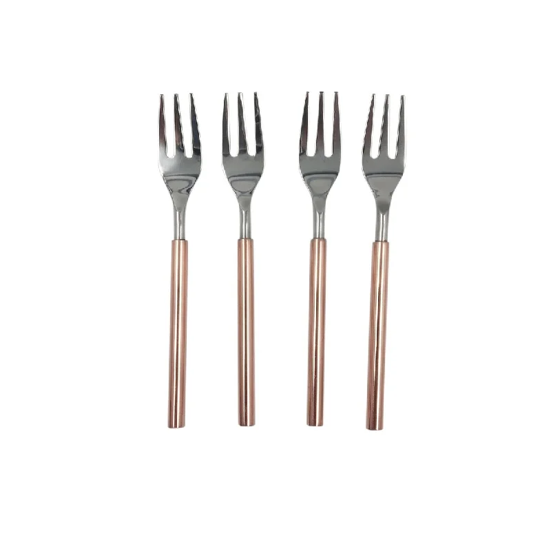 Artisan ceramic dinner bowls-Set of 4 Tail Forks- A - SILVER & COPPER