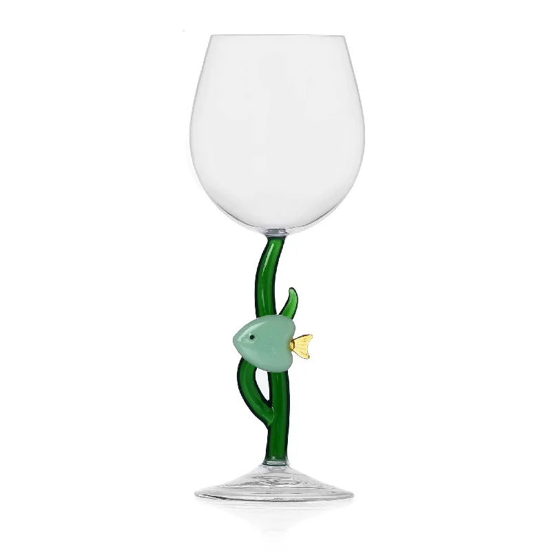 Luxury gold tumblers-Ichendorf Milano Green Fish and Seaweed Wine Glass, 350ml