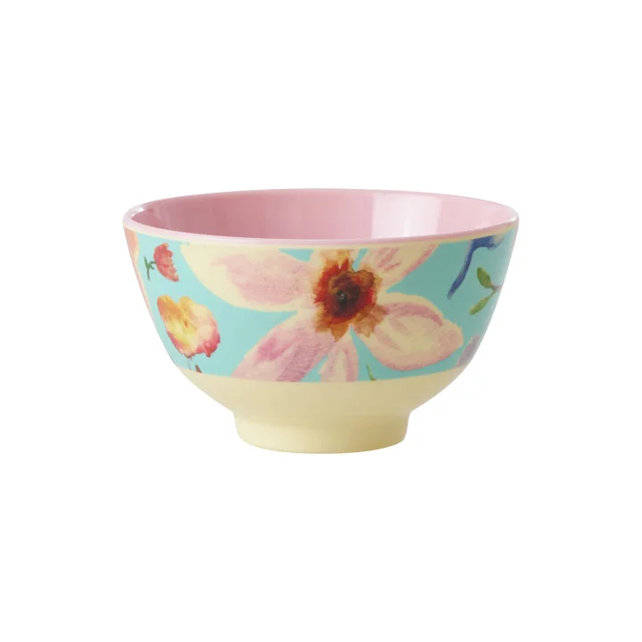 Lightweight bamboo trays-Rice DK Melamine Bowl with Selma Flower Print - Mint - Small - 300 ml