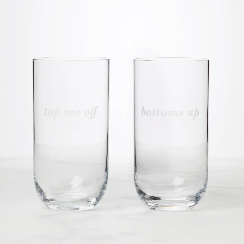 Leak-proof tumblers for travel-Bottoms Up & Top Me Off Hiball Glasses, Set of 2