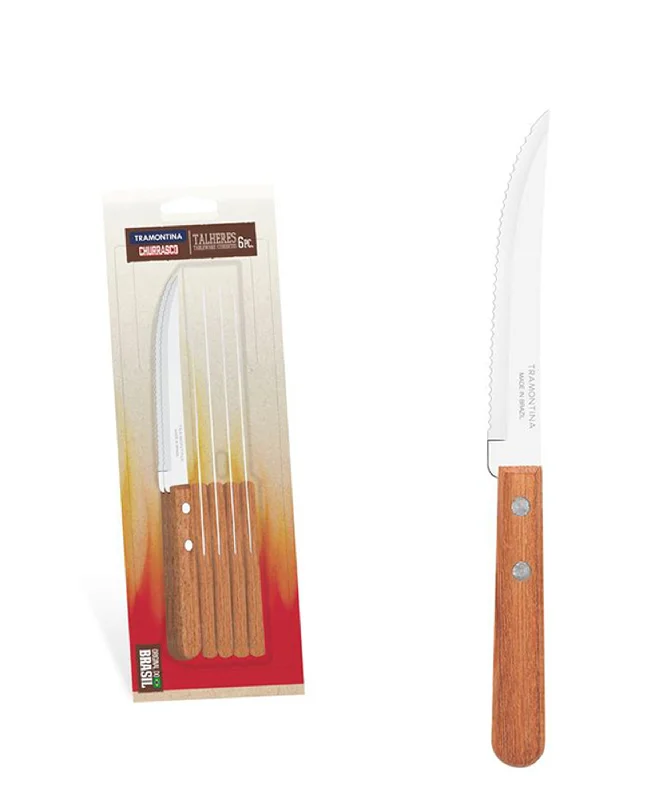 Cute kids’ plastic plates-Tramontina 6 Piece Steak Knives Set - Brown