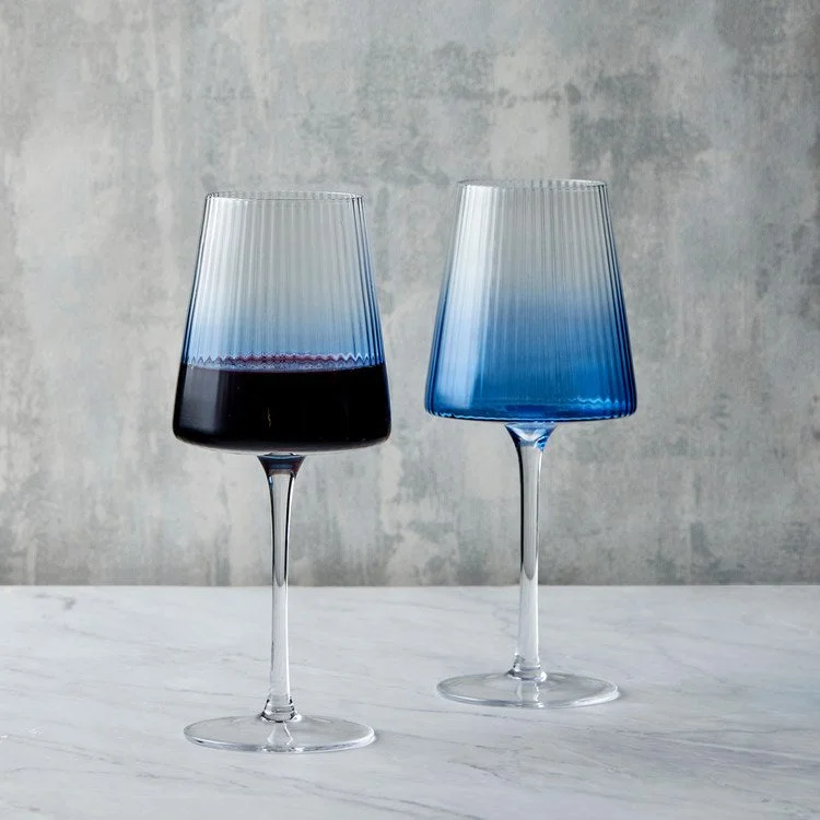 Outdoor stainless steel tumblers-Empire Blue Wine Glasses Set of 2