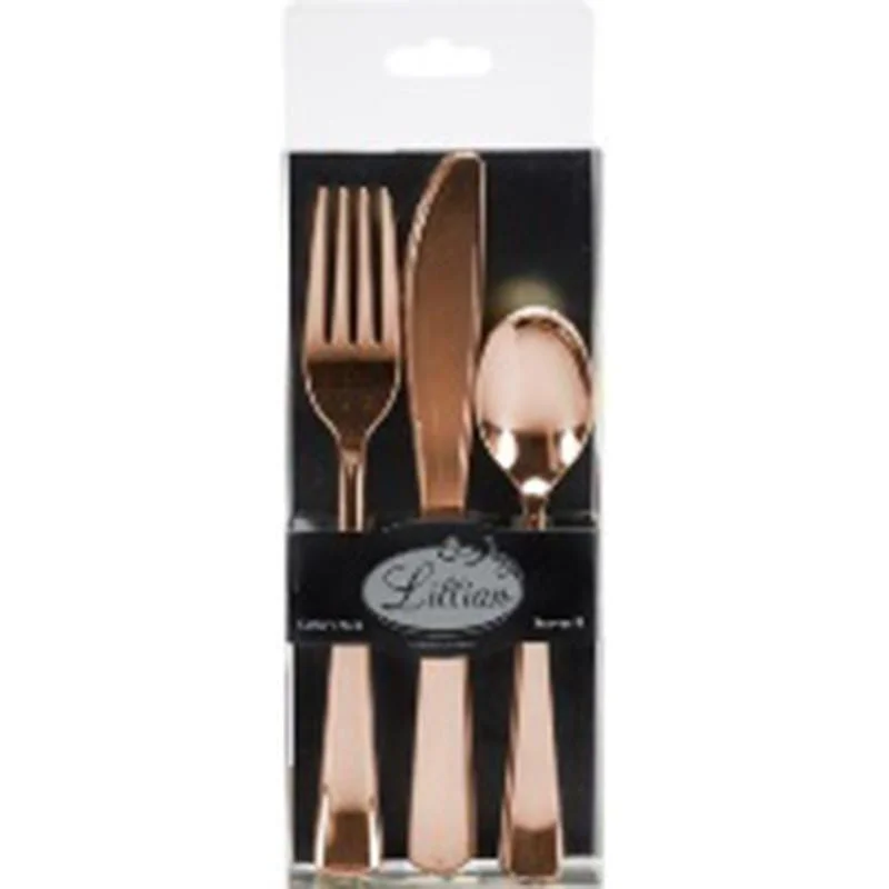 Minimalist stainless steel spoons-Rose Gold - Cutlery Set 24/pkg