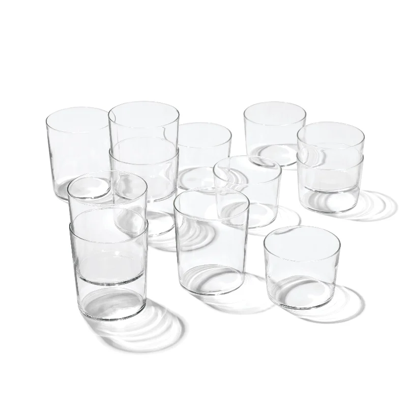 Clear acrylic cups for picnics-Stackables Clear Short & Tall Glasses, Set of 12