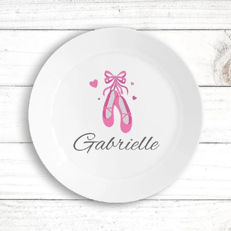 Minimalist stainless dinner sets-Ballet Shoes Kids Plate