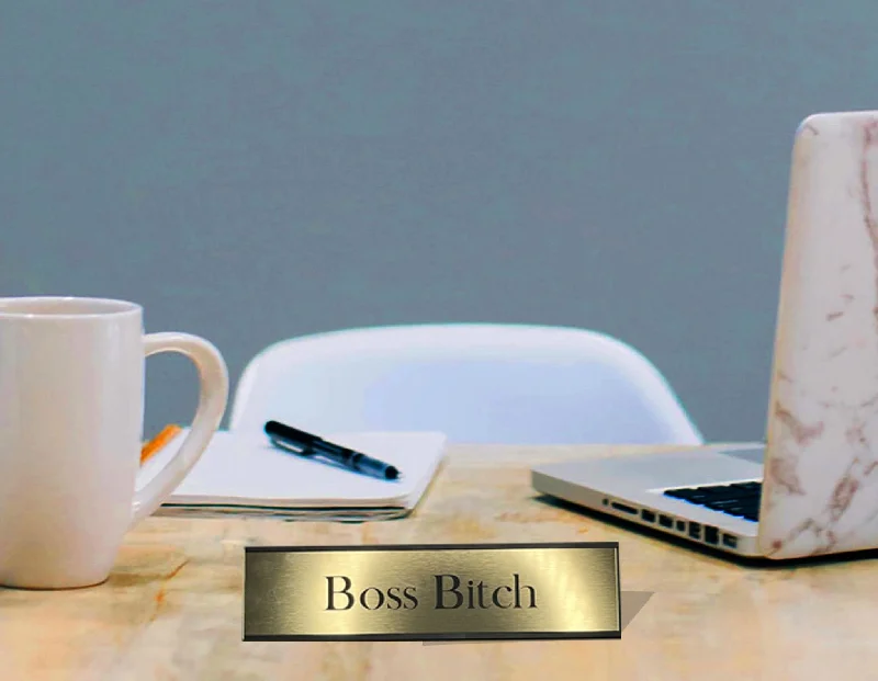 Minimalist white tableware sets-Boss Bitch - Office Desk Plate