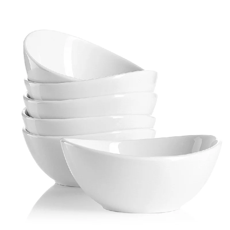 Elegant silver-plated cutlery-Sweese Porcelain Bowls - 10 Ounce - Set of 6, White