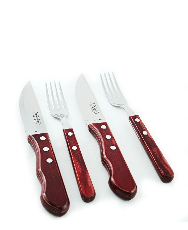 Modern porcelain salad plates-Tramontina Flatware Set 4 Piece - Red