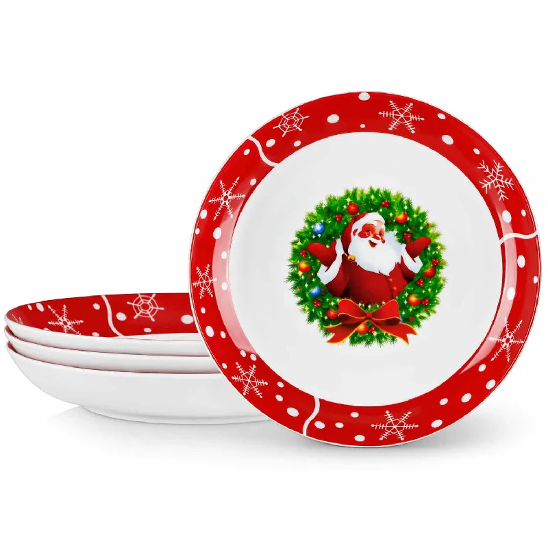 Modern glass dinner trays-Santaclaus Pasta Bowls Set of 4