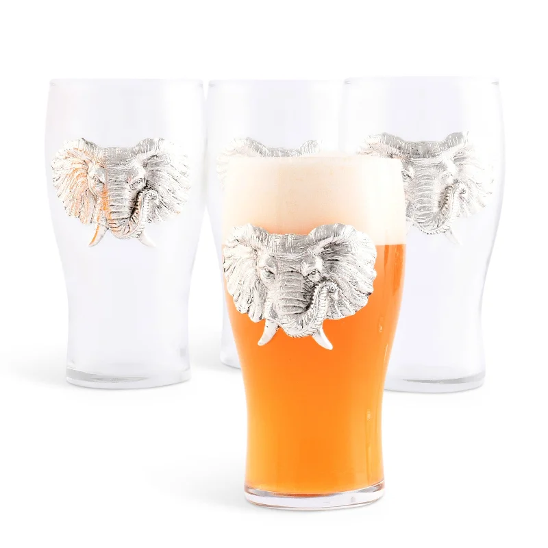 Personalized pet photo mugs-Elephant Beer Pint Glasses - Set of 4