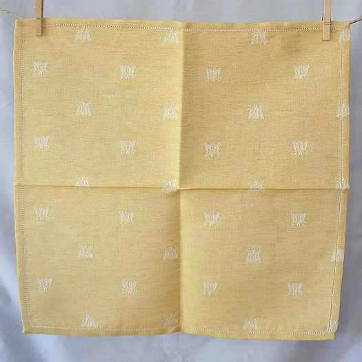 Dishwasher-safe melamine trays-Tessitura Pardi Api Yellow linen cotton blend napkins - set of 2