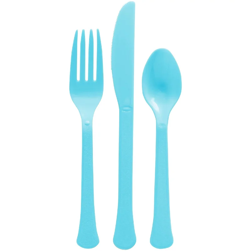 Stackable porcelain side plates-Caribbean Blue Plastic Assorted Cutlery, 24 Count