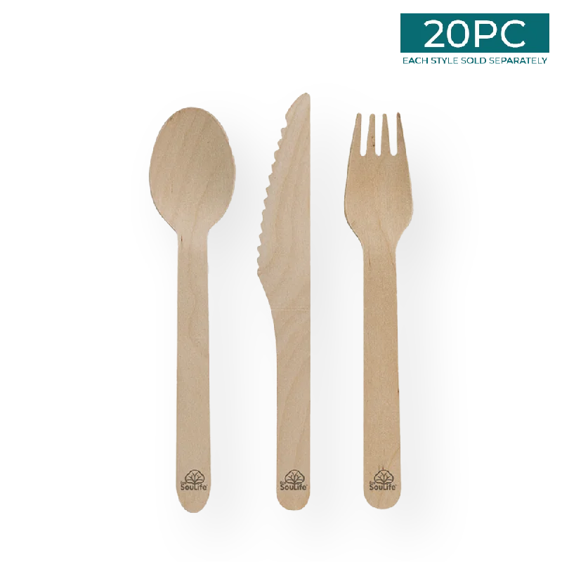 Retro polka dot plates-Wooden Cutlery 20PC