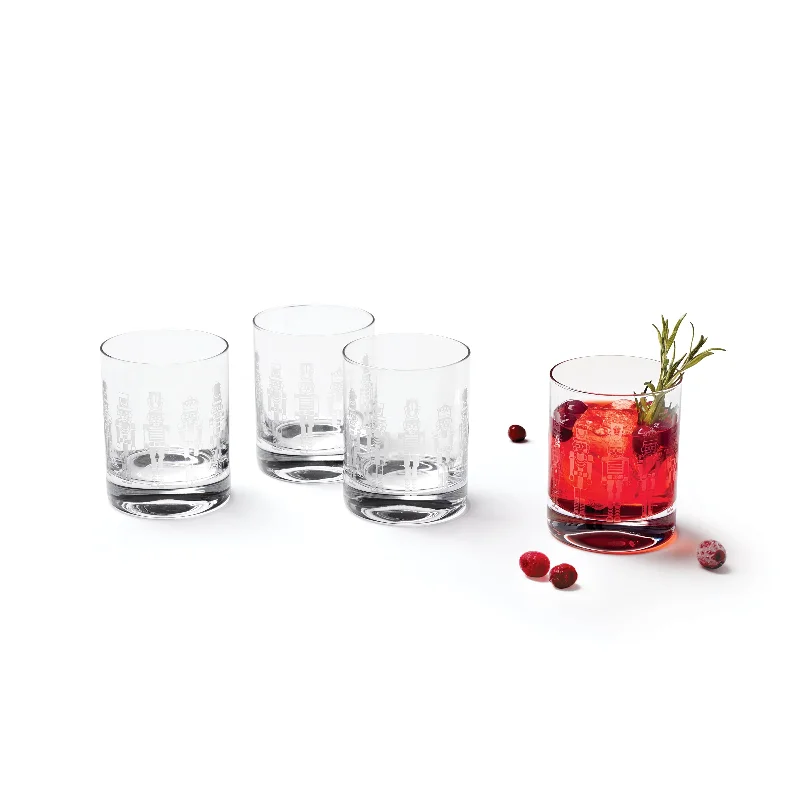 Frosted glass drinking cups-Tuscany Cylinder DOF 4-Piece Nutcracker Set