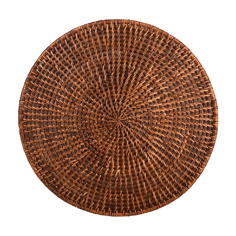 Bold red soup bowls-Rattan Placemat Round Dark Brown 35cm