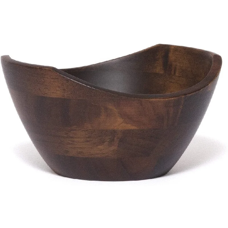 Portable plastic picnic sets-Lipper International Set of 4 Walnut Finish Small Wavy Rim Bowls