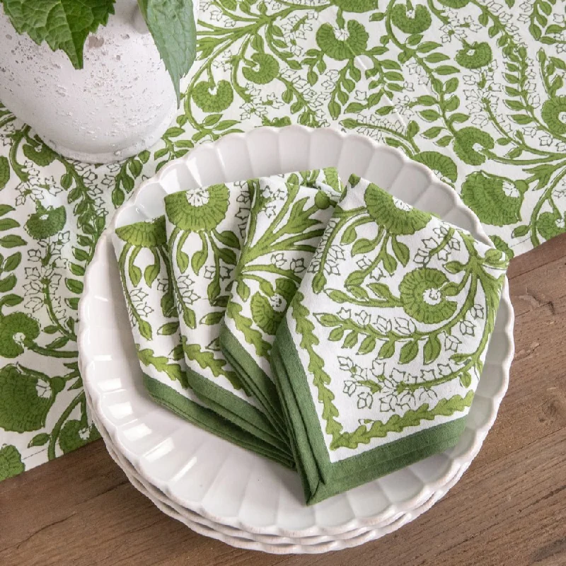 Lightweight bamboo trays-Cactus Flower Lettuce Green Napkin | Set of 4