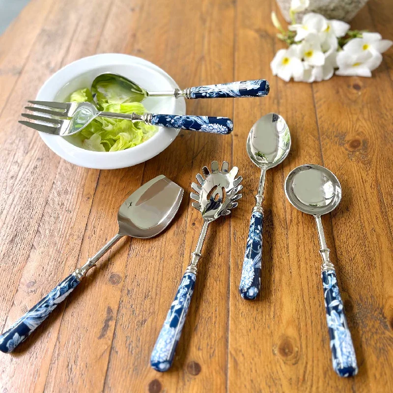 Vintage floral serving dishes-Serving Spoons, Set of 6 - Brittany Bleu