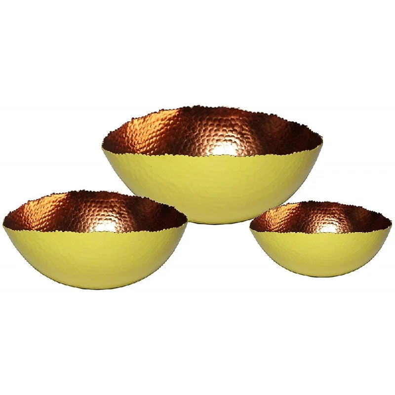 Dishwasher-safe melamine trays-Melange Home Decor Cuivre Collection, Set of 3 Oval Bowls - 6", 9" and 12", Color - Lime Green