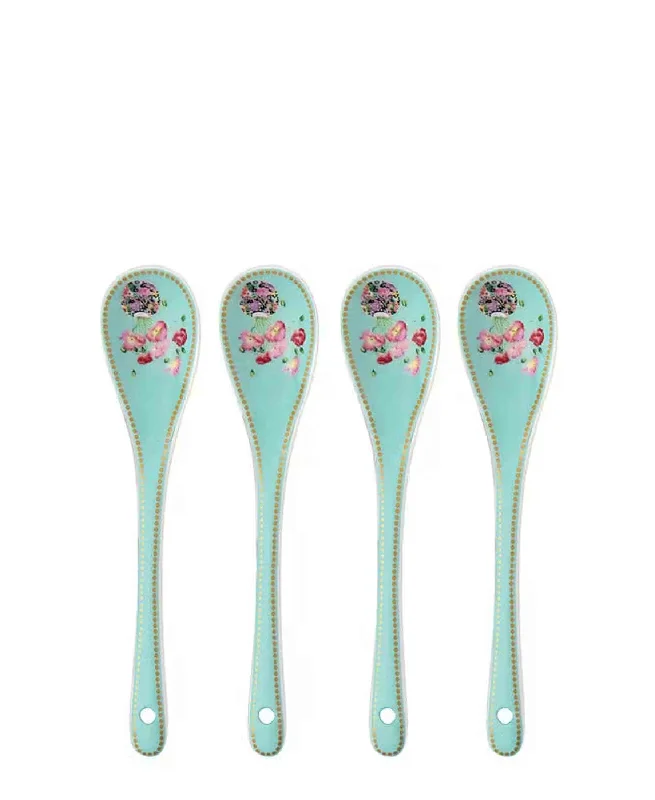 Durable melamine dinner sets-Maxwell & Williams 4 Piece Gabby Malpas Jardin Poppy Teaspoon Set - Blue