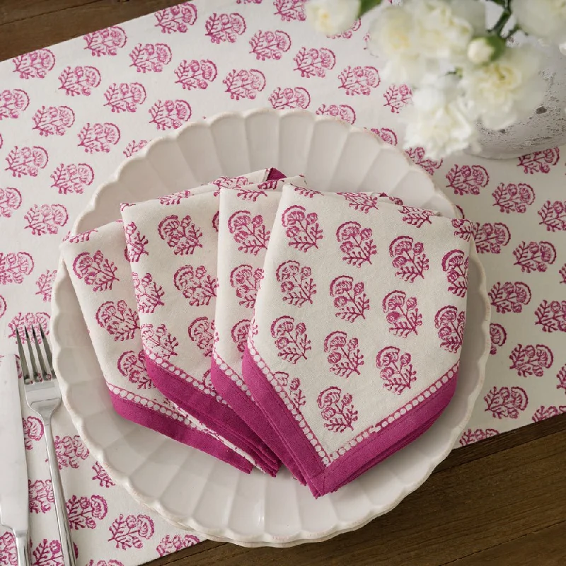 Sleek black dinner plates-Anika Fuchsia Napkin | Set of 4