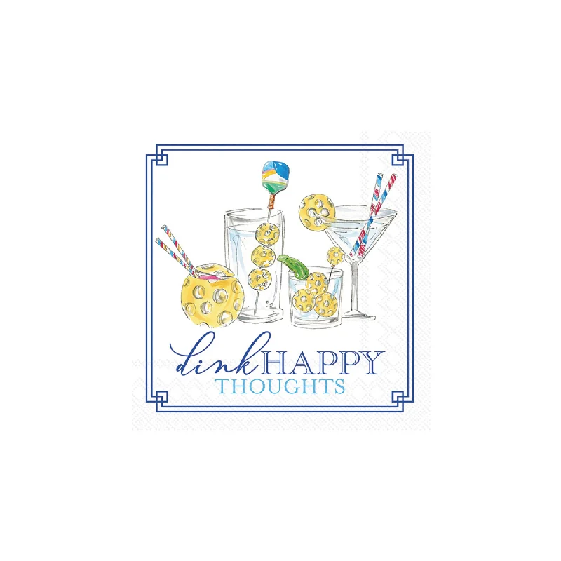 Luxury gold soup bowls-Dink Happy Thoughts Pickleball Dessert Napkins 20ct