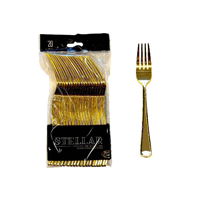 Elegant gold serving platters-Gold Premium Quality Plastic Forks, 20 Count