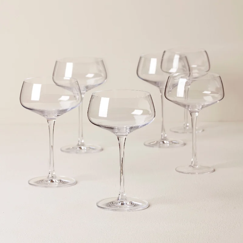 Heavy-duty glass beer mugs-Tuscany Classics Angled Coupes, Set of 6