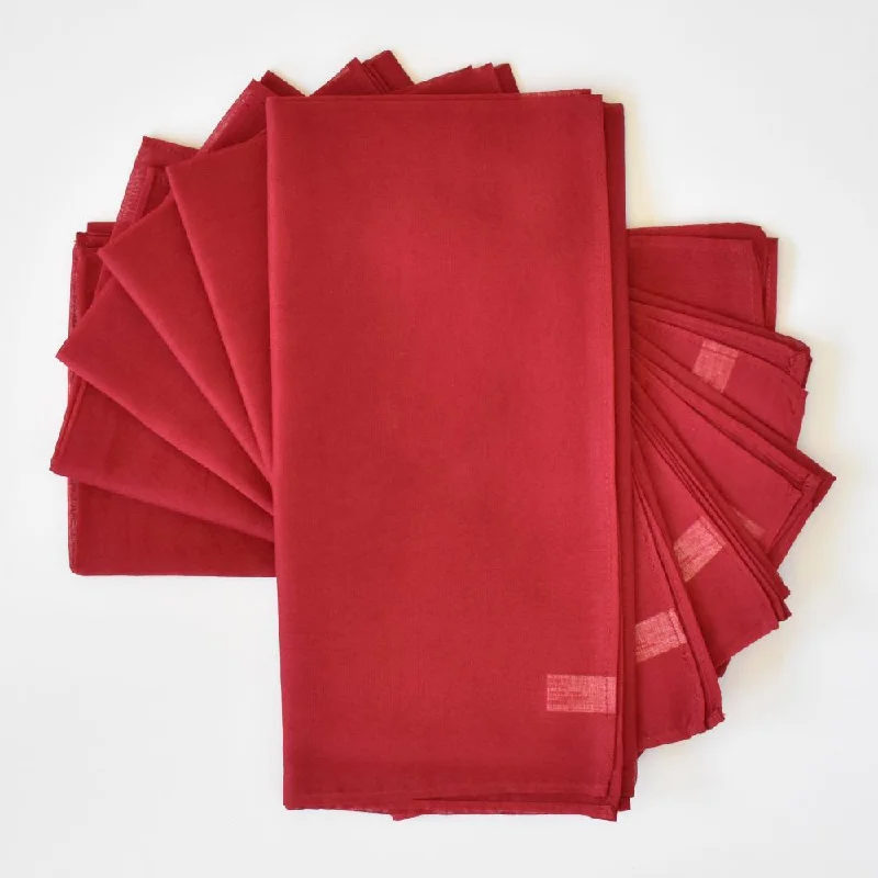 Compact camping dinnerware-Lisa Corti Cherry Red cotton organza napkins set of 6