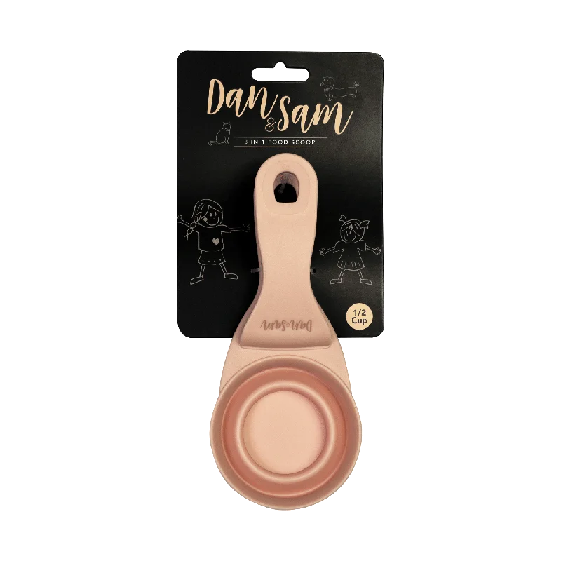 Rustic wooden bread plates-Dan & Sam - 3 in 1 Food Scoop Blush (1/2 Cup)