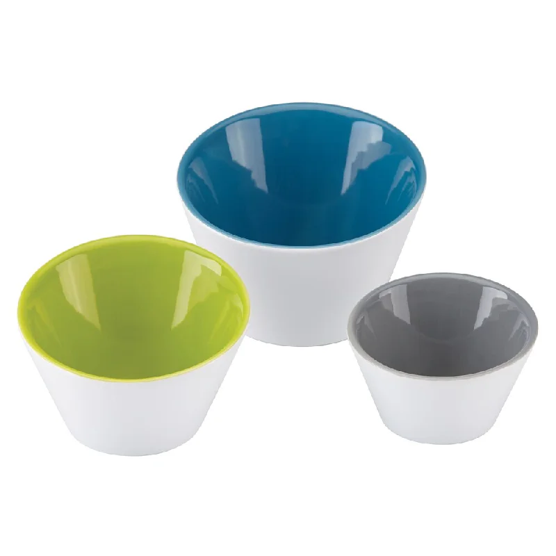 Compact travel utensil kits-Dansk Burbs Decal Set of 3 Slant Bowls in Blue