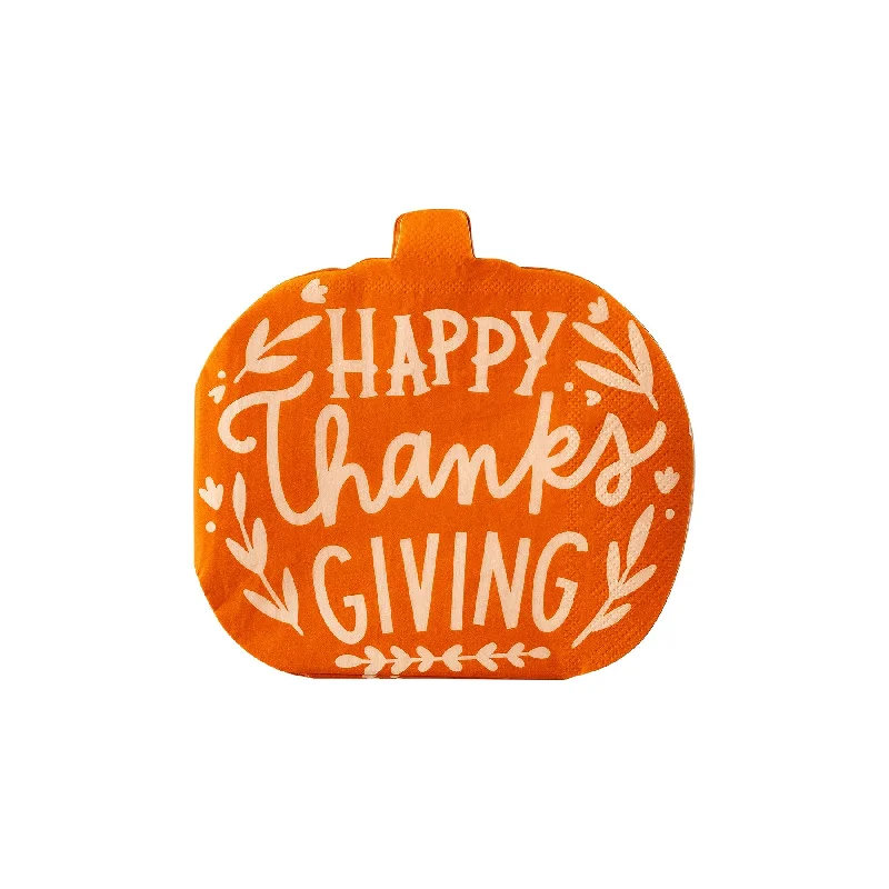 Cute kids’ plastic plates-Happy Thanksgiving Pumpkin Napkins | 24 ct