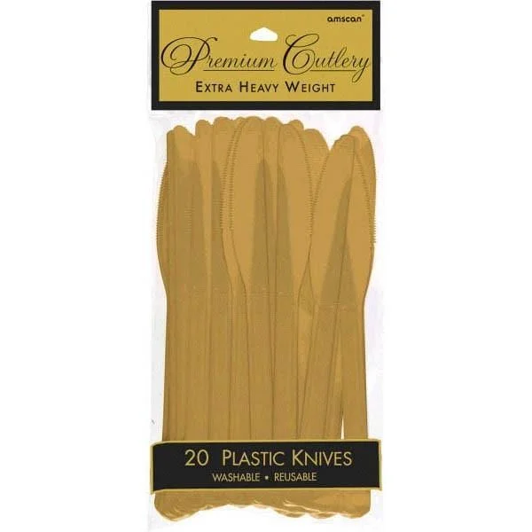 Minimalist white tableware sets-Plastic Knives - Gold 20/pkg.