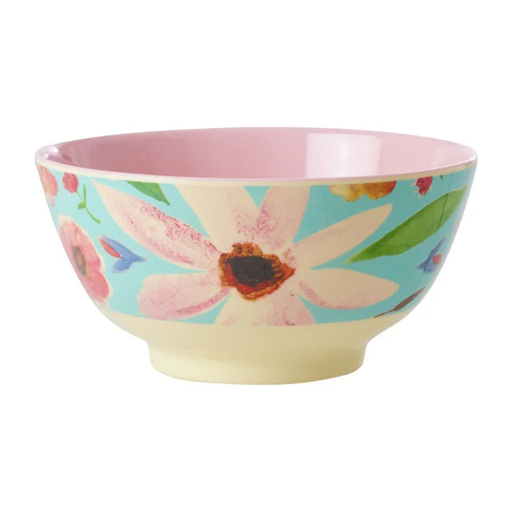 Heavy-duty plastic forks-Rice DK Melamine Bowl with Selma Flower Print - Mint - Medium - 700 ml