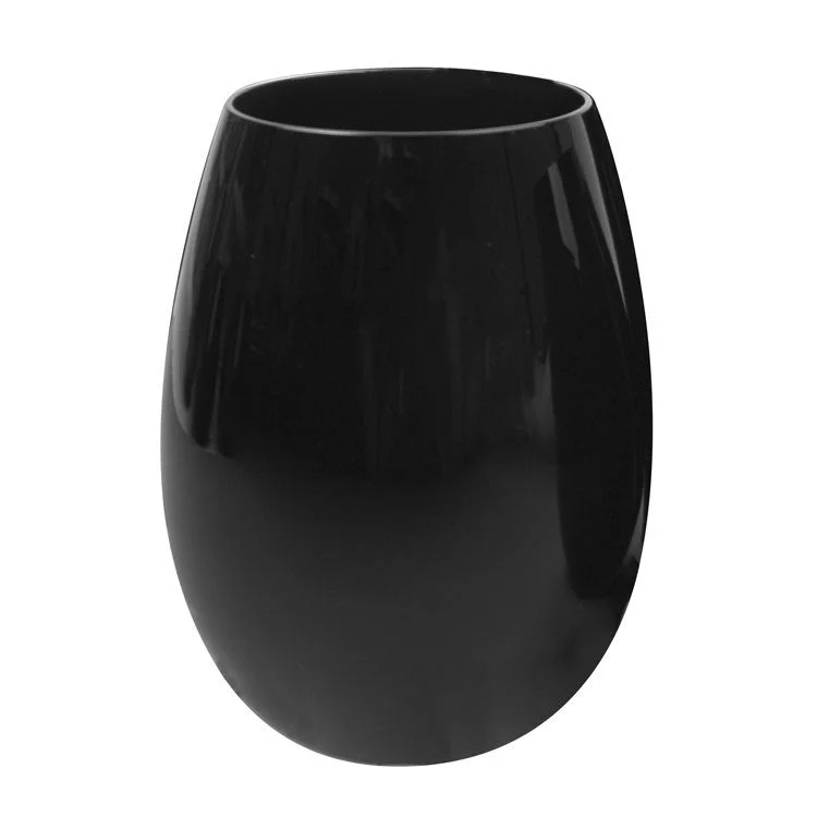 Minimalist glass coffee mugs-Midnight Black 22 Oz Tall Stemless Wine Glasses Set of 4