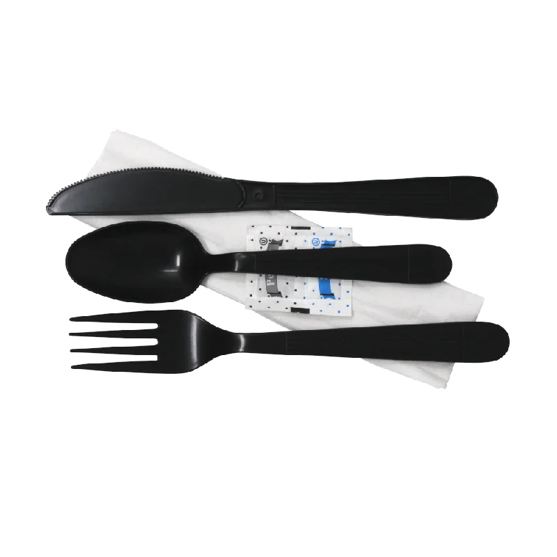 Stackable melamine plates-Cutlery Kit Heavy-Weight PP [BLACK] (F/K/TS/S&P/N)