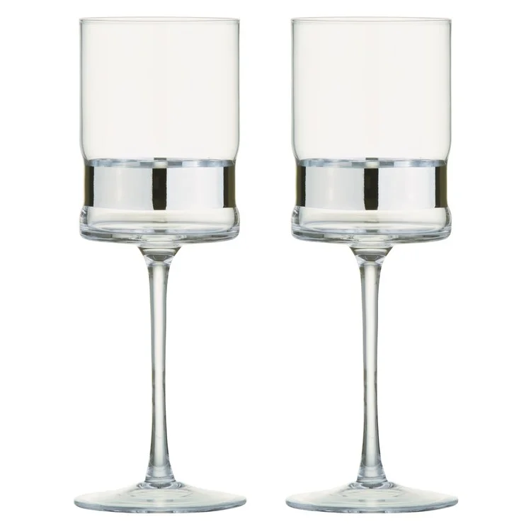 Eco-friendly reusable coffee cups-SoHo Wine Glasses Set of 2 - Silver