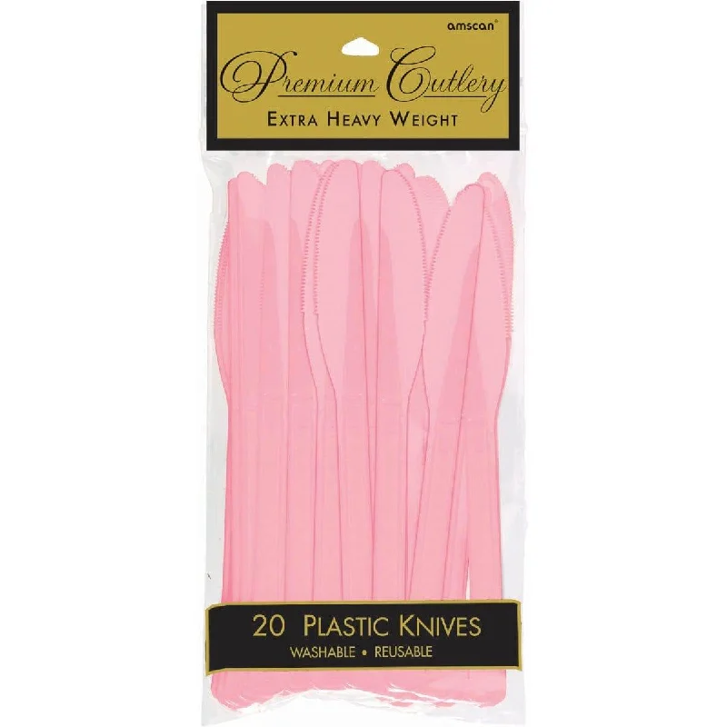 Frosted glass serving dishes-Plastic Knives - New Pink 20/pkg