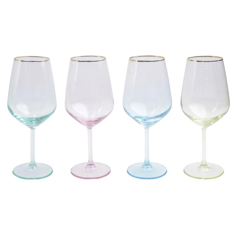 Shatter-resistant glass cups-Rainbow Assorted Wine Glasses Set of 4