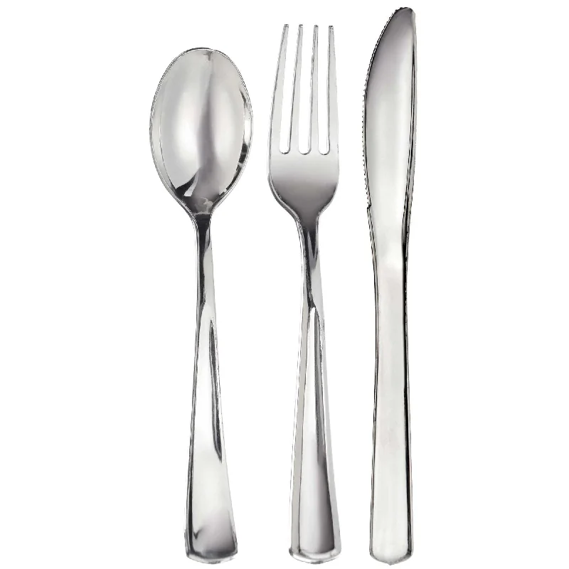 Modern glass dinner trays-Silver Premium Quality Plastic Cutlery, 80 Count