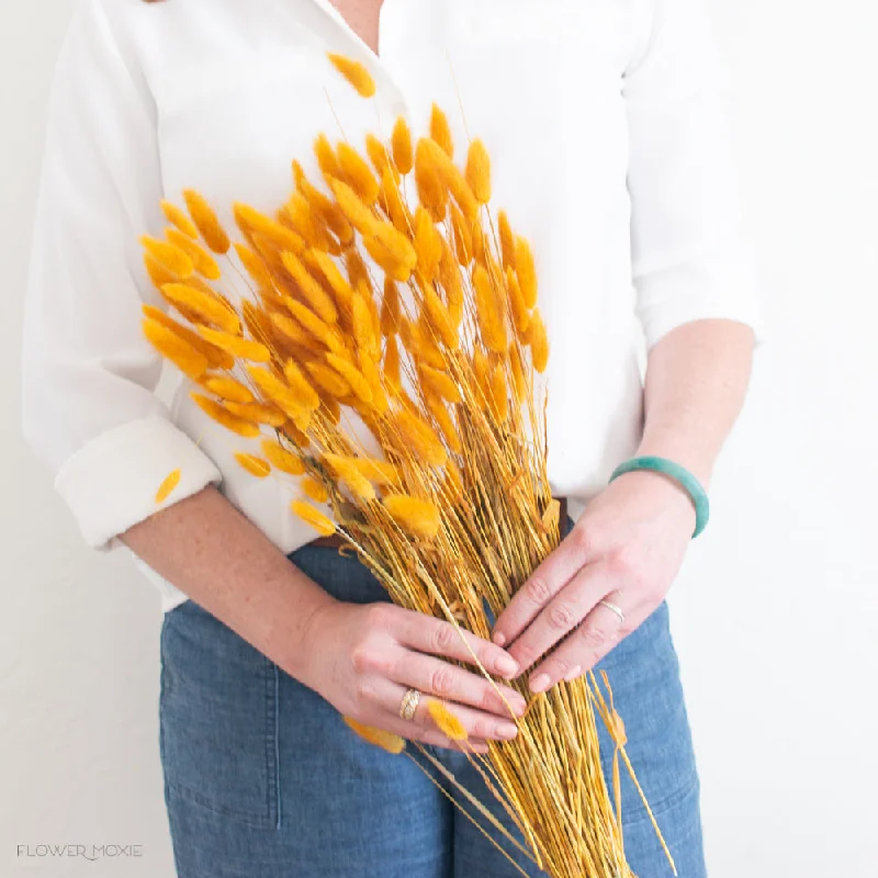 Minimalist bamboo wall art-Warm Yellow Dried Bunny Tail Grass